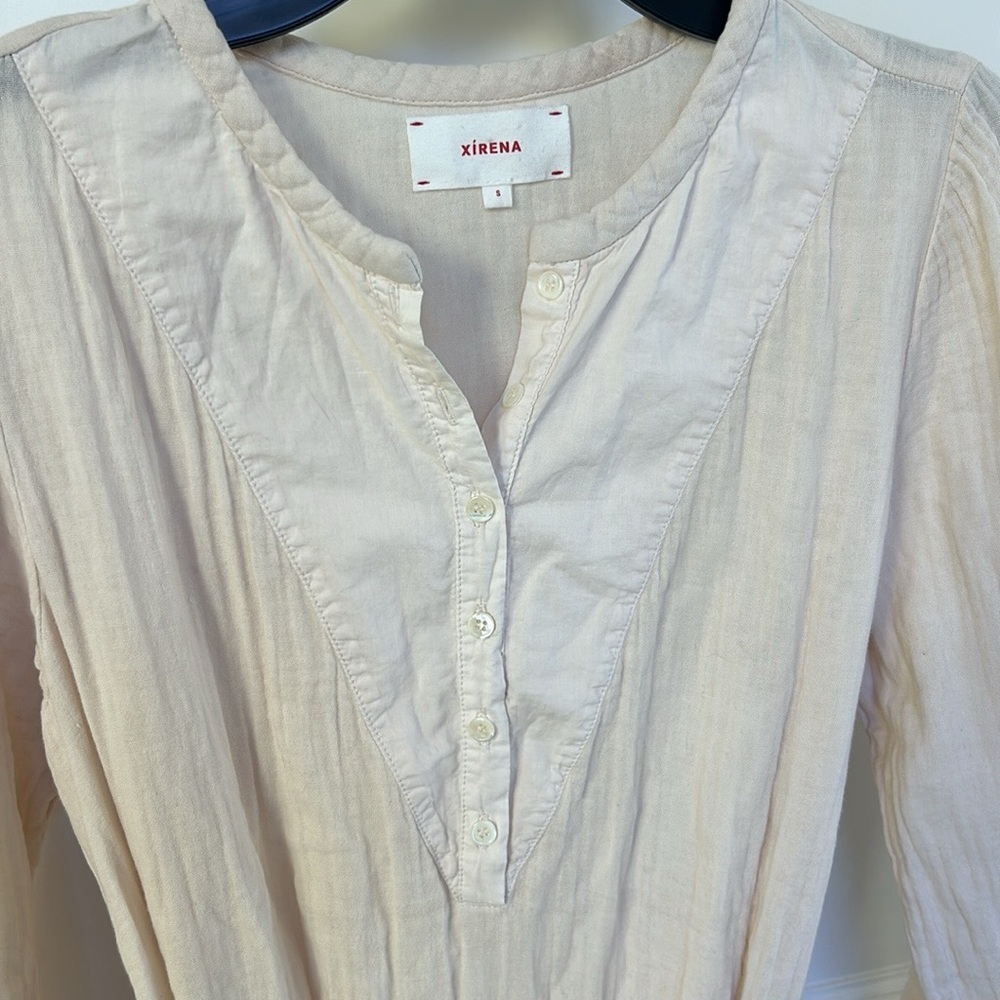 XIRENA Faith Henley Button Down Belted Dress in Oat Cream Color Size Small - Picture 6 of 16